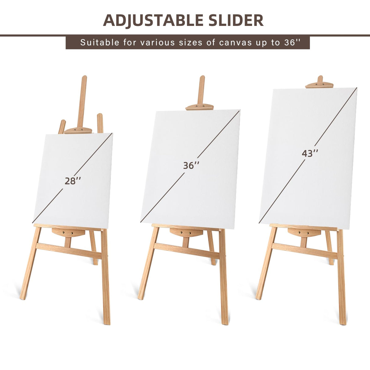 Stuelloaf Adjustable Natural Pine Wooden Painting Basic Easel, Pine Art Easel Stand Hold up to 43'', Painting Canvas for Wedding Sign and Poster, Drawing for Adults, Begginners and Students-New Type Stuelloaf