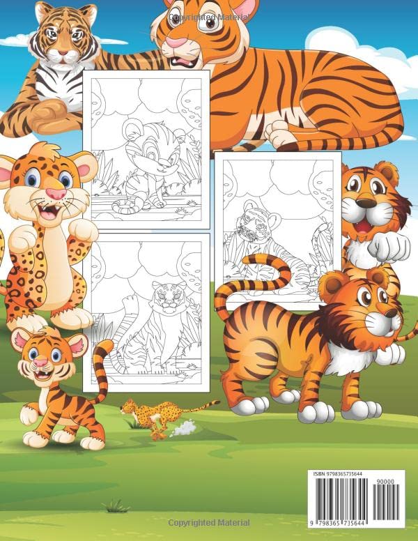 Tiger coloring book for kids: A Unique Collection of Coloring Pages with Cute Tigers Designs for Toddlers and Children Boys and Girls Majosta