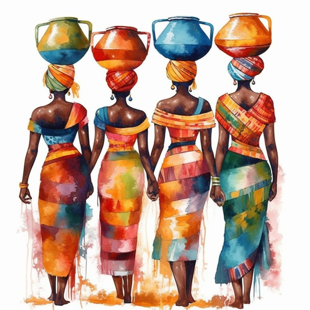 Diamond Art Painting African American Black Woman Dress Abstract (4) Kit for Adults Diamond Art Painting by Number Kits Gem Art Wall Home Decor(Canvas 11.8 x15.8inch) WoodArtSupply