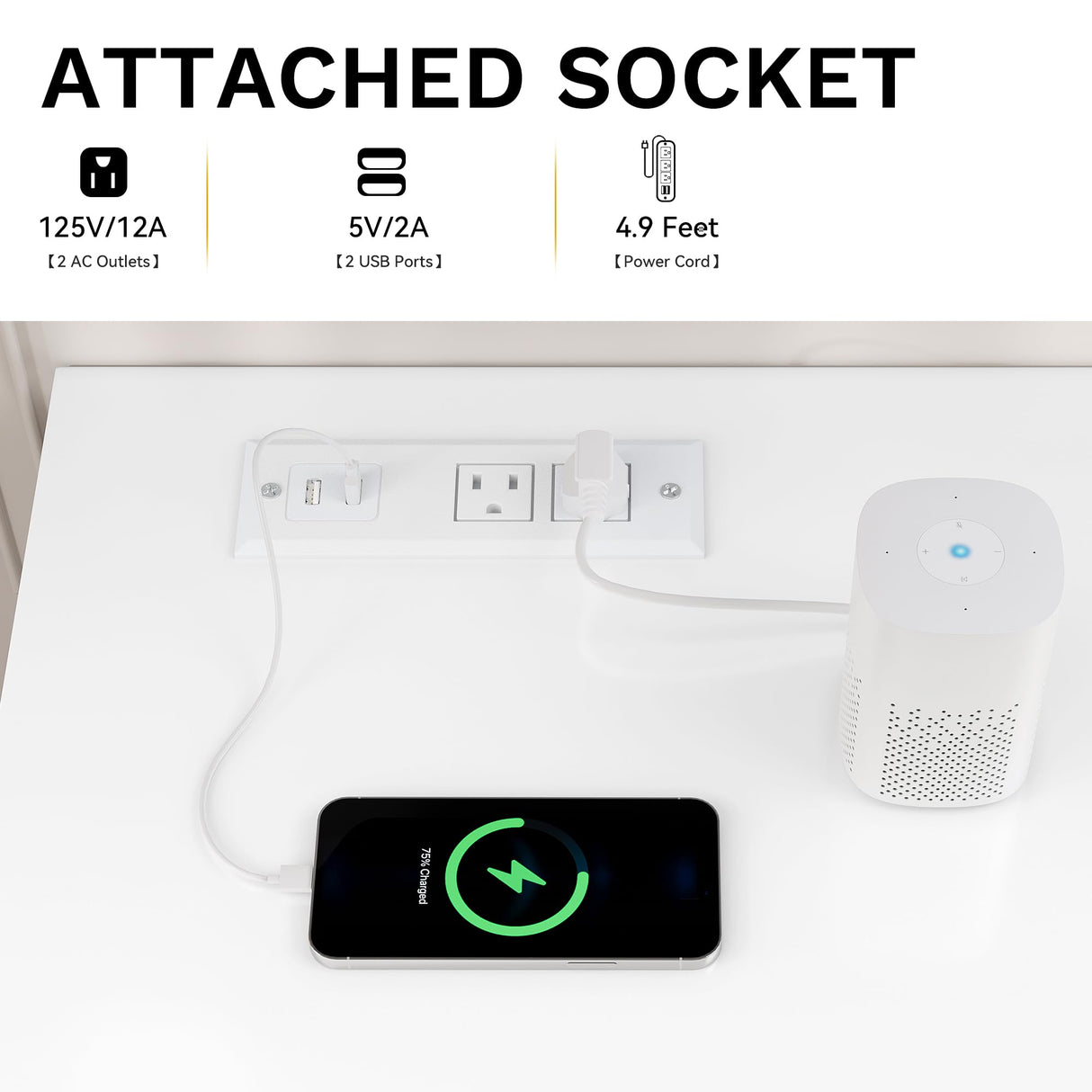 DWVO 6-Drawer Dresser, White Wood Dresser with Charging Station and LED RGB Light, Chest of Drawers Storage Organizer TV Stand for 60'' TV, Living Room, Closet, Entryway DWVO