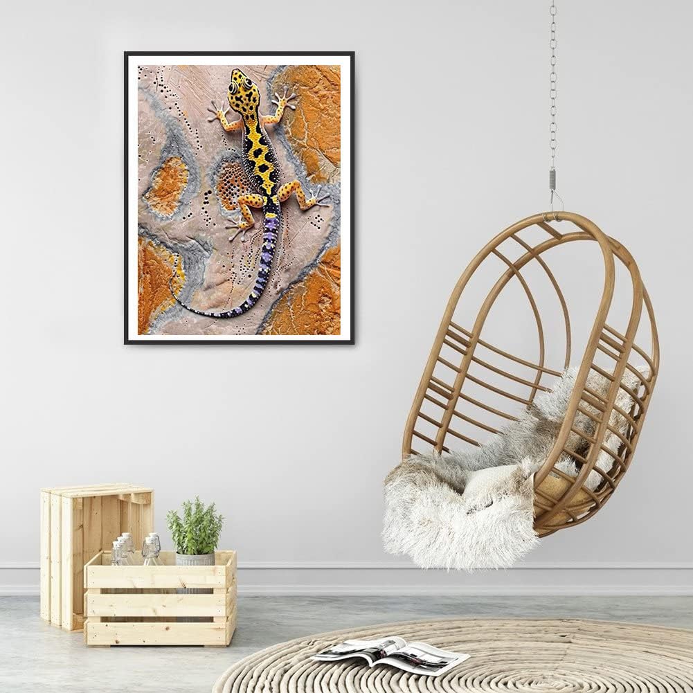 MaiYiYi Lizard Diamond Painting by Numbers, 5D Full Round Diamond Painting Reptile Stitch Diamond Painting, Animal Diamond Art for Beginners Adult Home Wall Art Decor (30X40 CM) MaiYiYi
