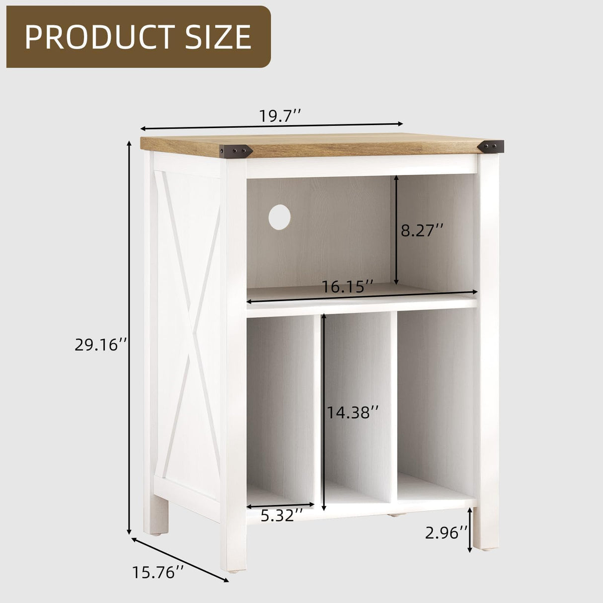 Record Player Stand with Vinyl Storage Cabinet, Record Player Table with 3 Divider Open Shelf Holder Up to 160 Albums Cube Storage, Record Shelf with Outlet Hole for Album CD & Living Room, White 4 EVER WINNER