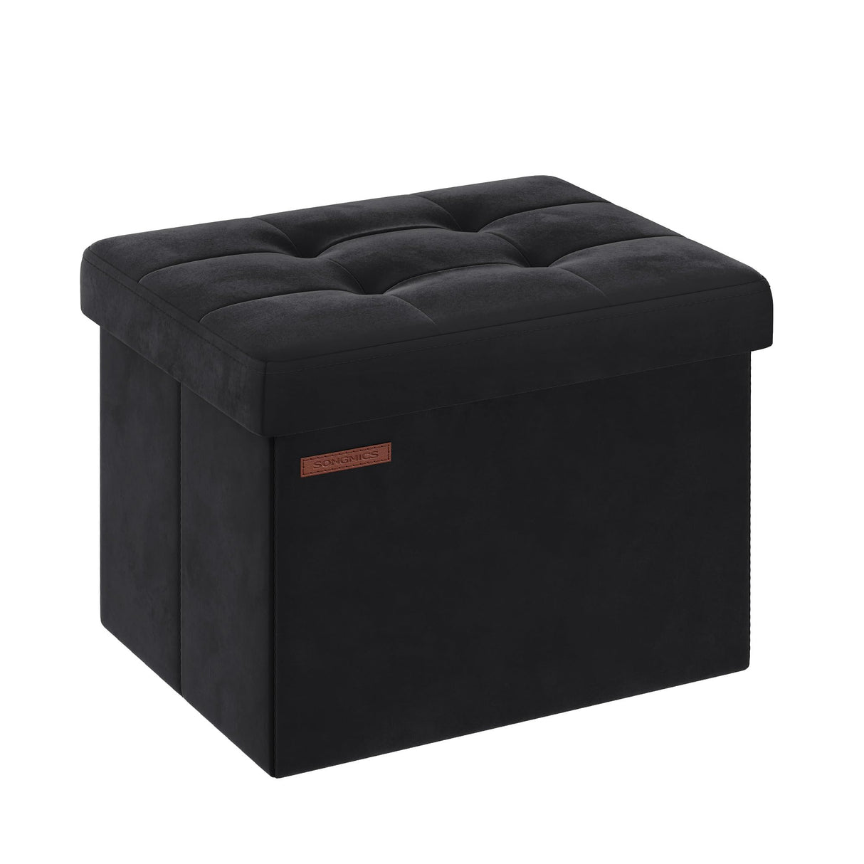 SONGMICS Storage Ottoman, Foldable Small Ottoman Foot Rest, 12.2 x 16.1 Inches Foot Stool, Load up to 286 lb, for Living Room, Bedroom, Dorm, Ink Black ULSF200B01 SONGMICS
