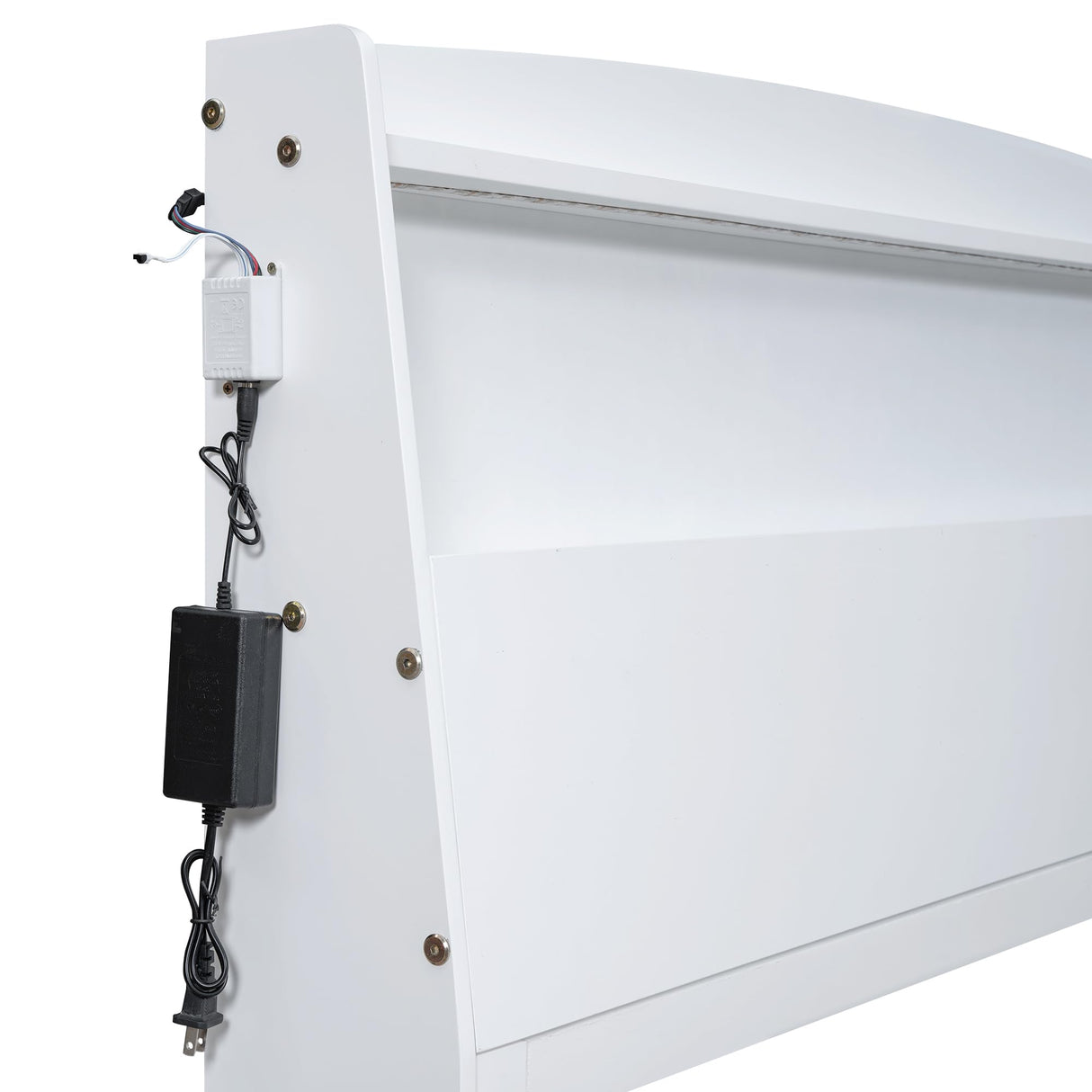 Merax Full Size Platform Bed Frame with Twin Size Trundle and 3 Drawers,Storage LED Headboard,White Merax