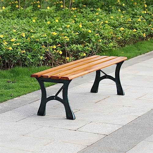 Garden Bench Outdoor Benches Weatherproof Outdoor Bench Backless, Durable Outdoor Patio Garden Bench with Cast Iron Legs, Thickened Wood Slats, Outdoor Leisure Seats for Garden, Courtyard, Backyard M JHKJDS