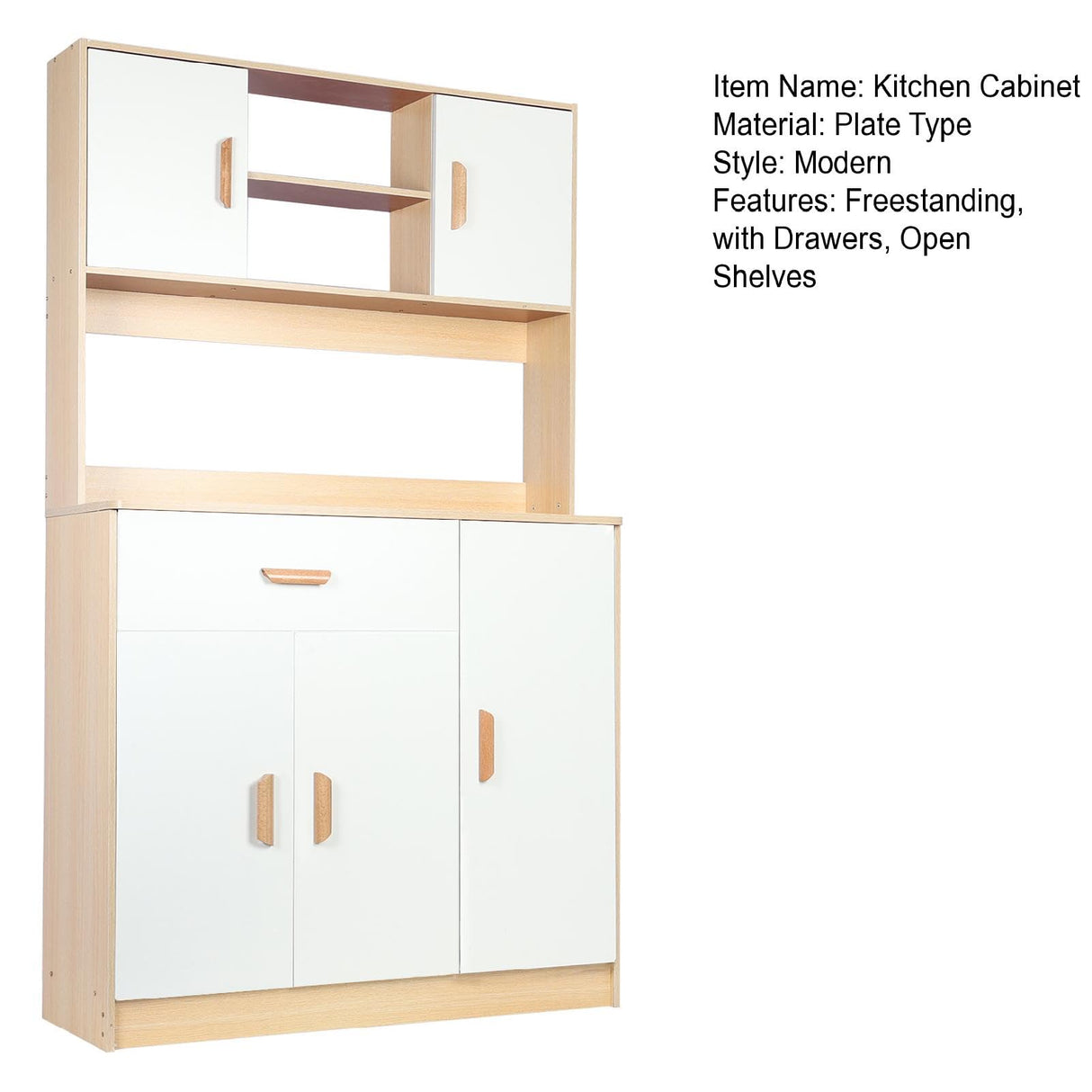 Freestanding Kitchen Pantry Cabinet, Hutch Cabinet with Storage, Tall Sideboard Buffet Cabinet with Doors and Shelves, Microwave Shelf, Wooden Coffee Bar Cabinet for Living Room, Dining Room Shulemin