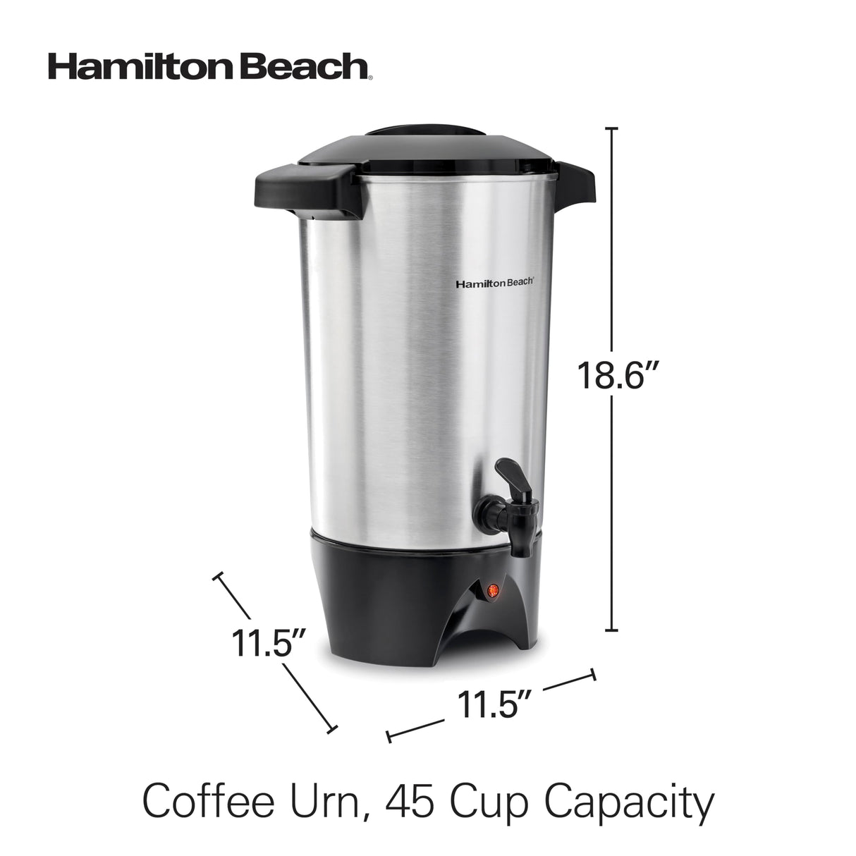 Hamilton Beach 45 Cup Coffee Urn and Hot Beverage Dispenser, Silver Hamilton Beach