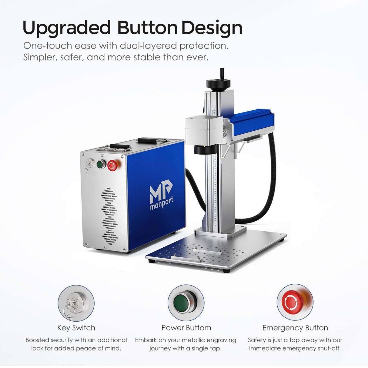 Monport 50W Fiber Laser Engraver,LightBurn Compatible Fiber Laser Engraving Machine with Red Dot Pointer 7.9" x 7.9" Work Area for Metal, Silver, Stainless Steel, Gold and More Monport