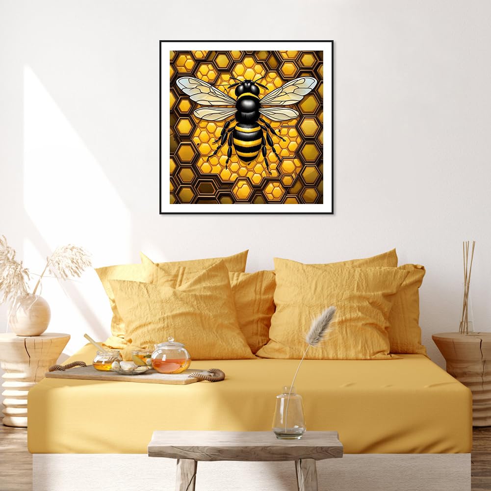 SJUTOUCI Diamond Painting Kits for Adults, Bee Diamond Art Kits for Beginners, 5D DIY Full Drill Gem Craft Art for Home Decor Gift 11.8x11.8 inch, Animal SJUTOUCI