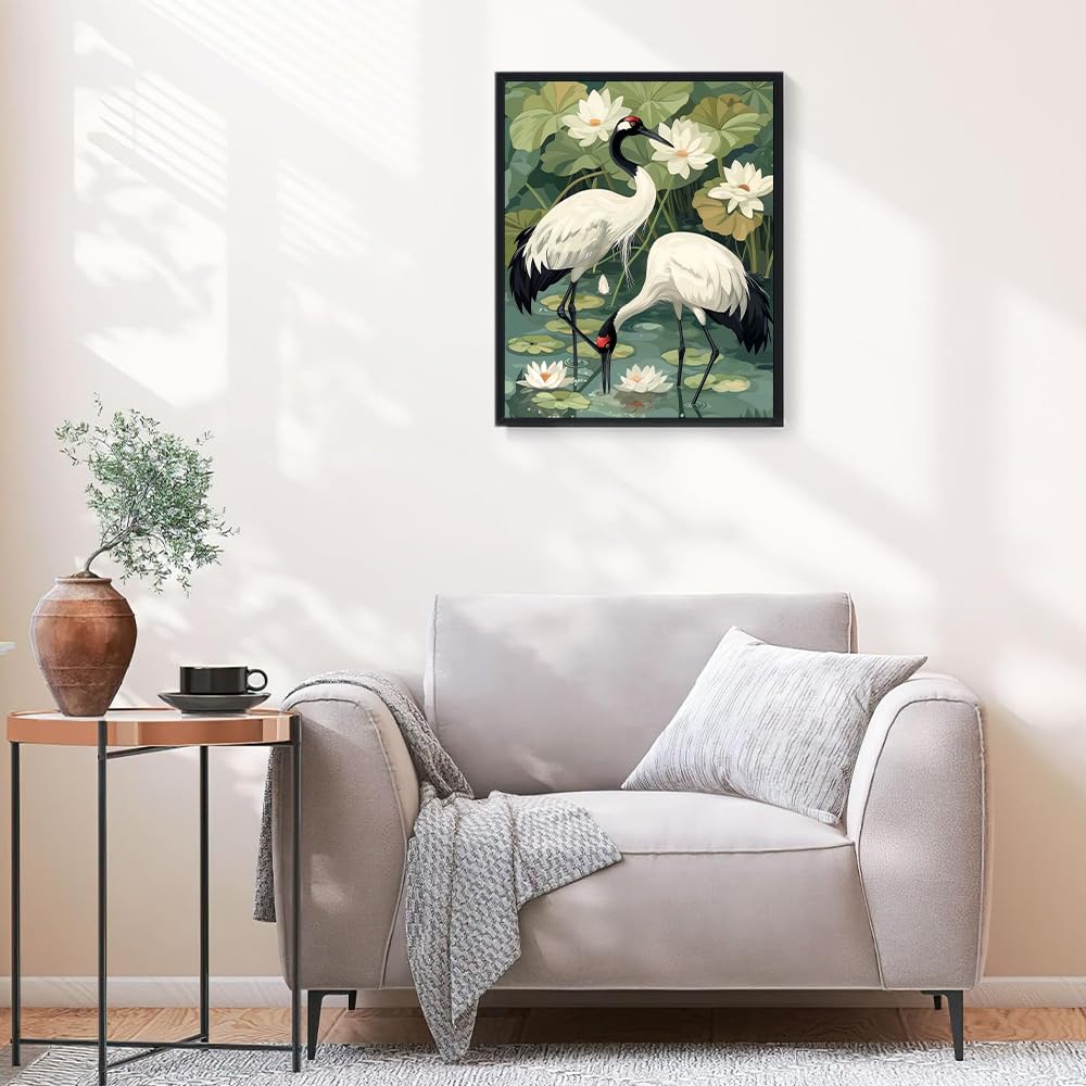 Natuyalo Paint by Numbers for Adults - Adult Paint by Number Kits Painting on Canvas Crane in Pond Painting by Numbers for Beginners, DIY Art Craft Kits for Adults (16x20 Inch) Natuyalo