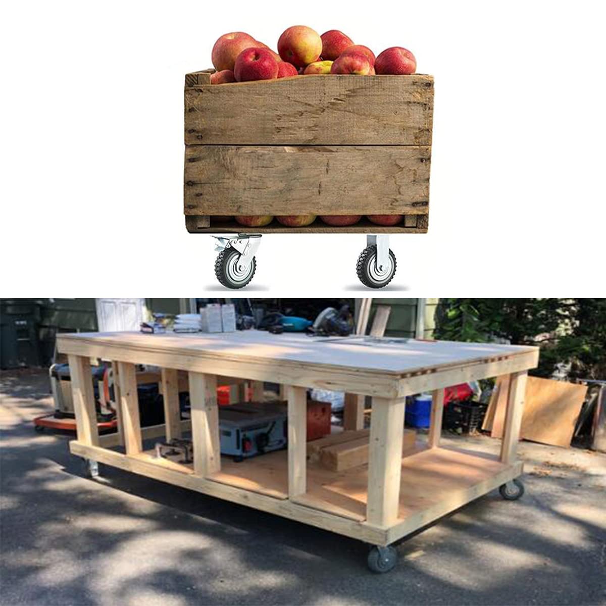 uyoyous Heavy Duty Casters Set of 4, 8 Inch All-Terrain Caster Wheel, Rubber Swivel Casters with Brake, Off Road Caster Wheels for Utility Cart Furniture uyoyous