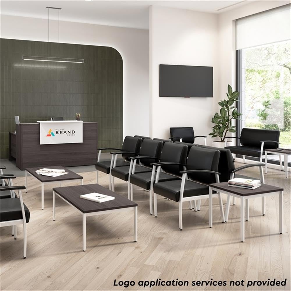 Bush Business Furniture Arrive 72W x 30D Reception Desk with Shelf and Mobile File Cabinet in Storm Gray Bush Furniture