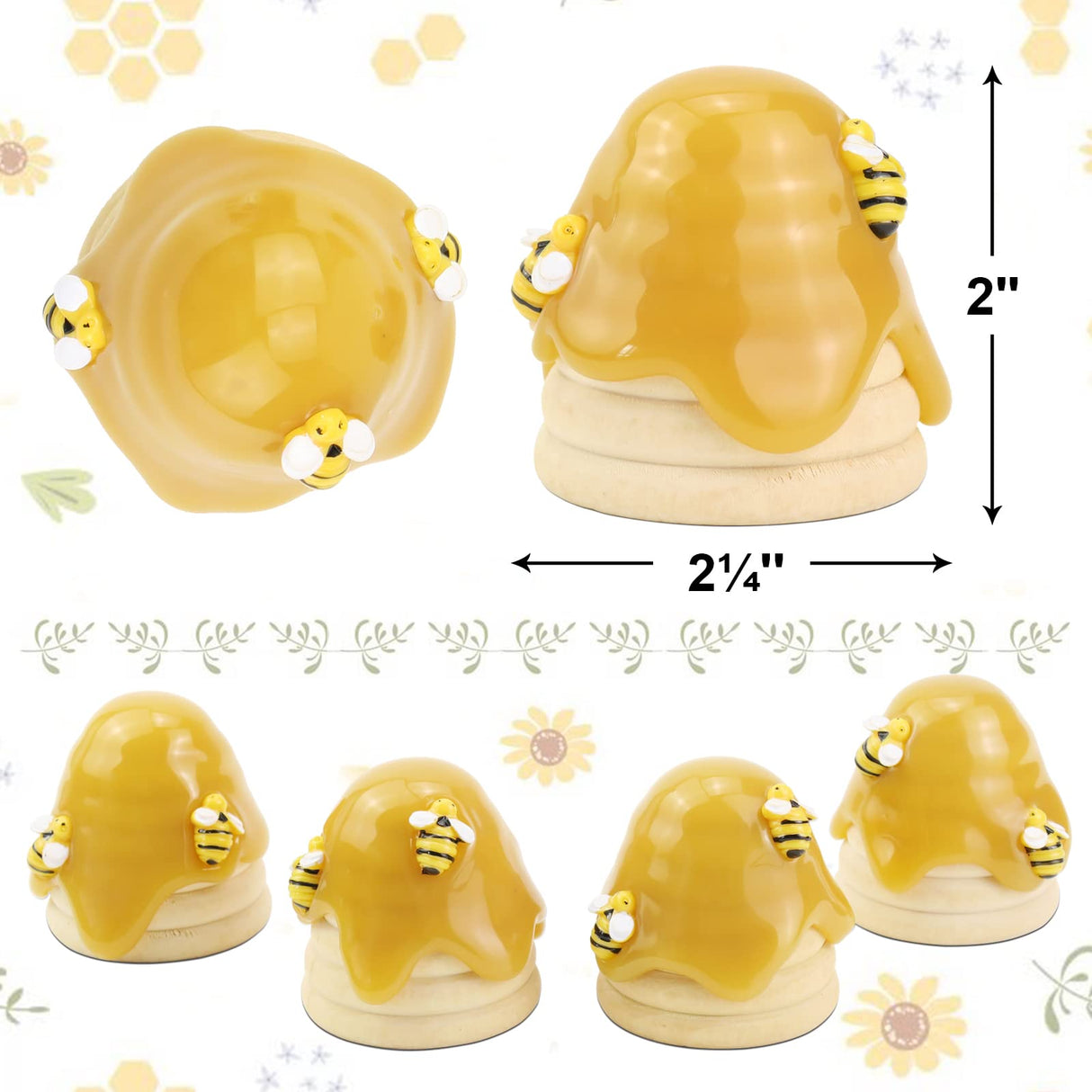 Howogee Wood Beehive Decor Farmhouse Bee Tiered Tray Display Spring Summer Bumble Bee Skep Nursery Home Decorations, 4 PCS Howogee