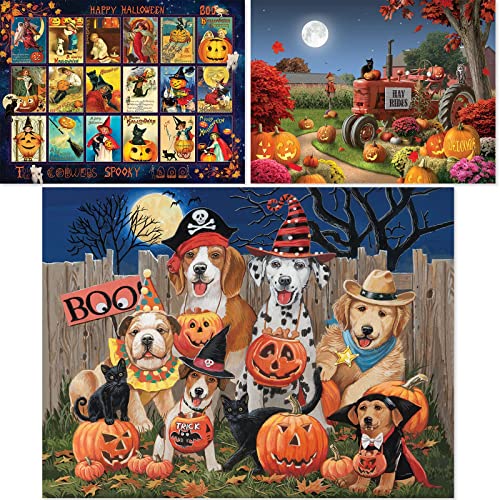 Bits and Pieces - Value Set of (3) 300 Piece Jigsaw Puzzles for Adults - Each Puzzle Measures 18" x 24" - 300 pc Large Piece Halloween Jigsaws by Artist Various Artists Bits and Pieces