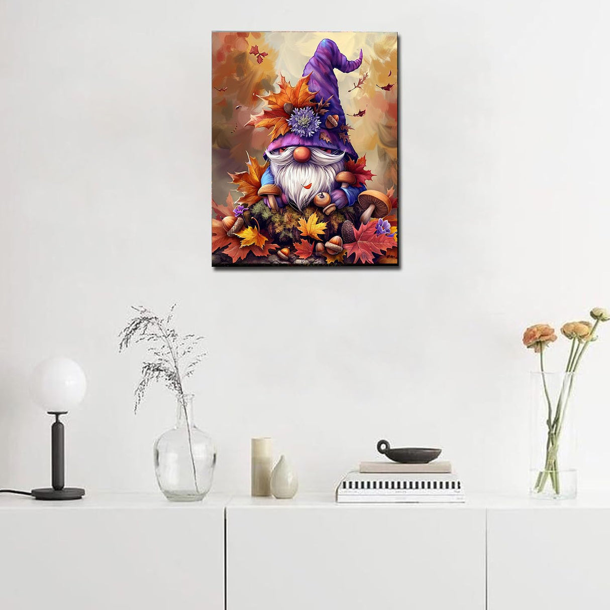 Harvest gnome Paint by Number for Adults Beginner,Falling Leaves and Mushrooms Paint by Numbers,Fall Decor Paint by Numbers Kits Suitable for Thanksgiving Day Decoration Without Frame 16x20 Inch Generic