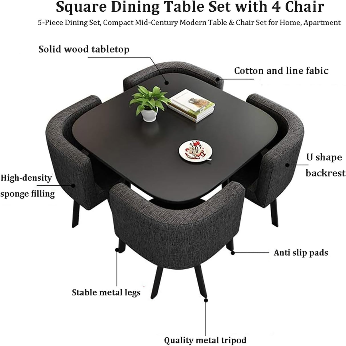 Reception Negotiation Table,Conference Tables, Business Conference Room Coffee Table, Dining Table and Chair, Office Meeting Room Reception Negotiation 1 Table 4 Chairs (80cm/31.5", Gray) Generic