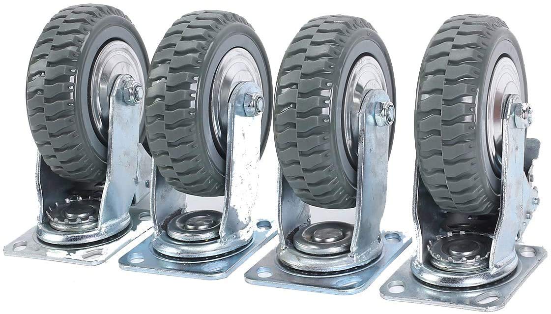 Nisorpa 4 Pack Heavy Duty Plate Casters Set 6 inch Swivel Wheel with Brake Anti-Skid 360 Degree Ball Bearing Castor Wheels(All Swivel,2PCS with Brake 2PCS Without) Nisorpa