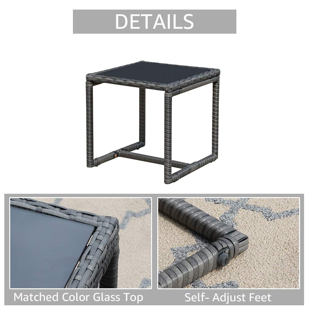 Patiorama 3 Pieces Outdoor Patio Furniture Set, Outdoor Wicker Conversation Set, Patio Rattan Chair Set, Modern Bistro Set with Coffee Table, Garden Balcony Backyard Poolside (Navy Blue) Patiorama