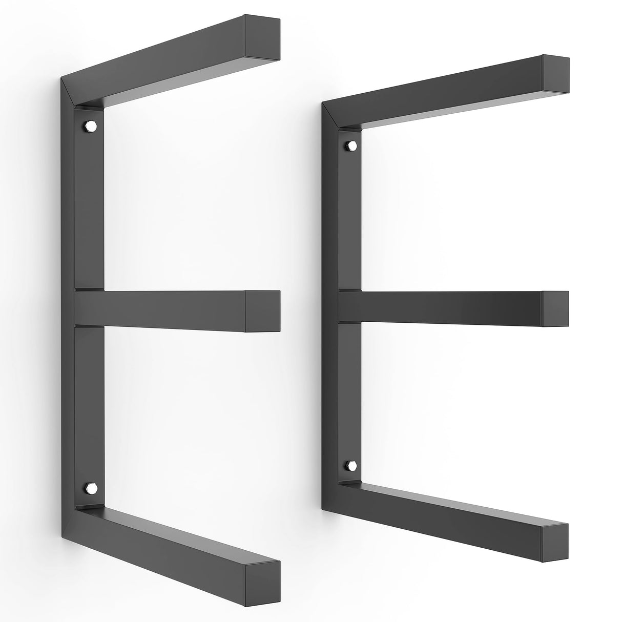 Ultrawall Lumber Storage Rack Wall Mount Wood Storage Racks, Metal Wood Organizer Racks for Shed, Workshop, Garage, Holds Up 220 LBS Per Level (Pack of 2, Black) Ultrawall