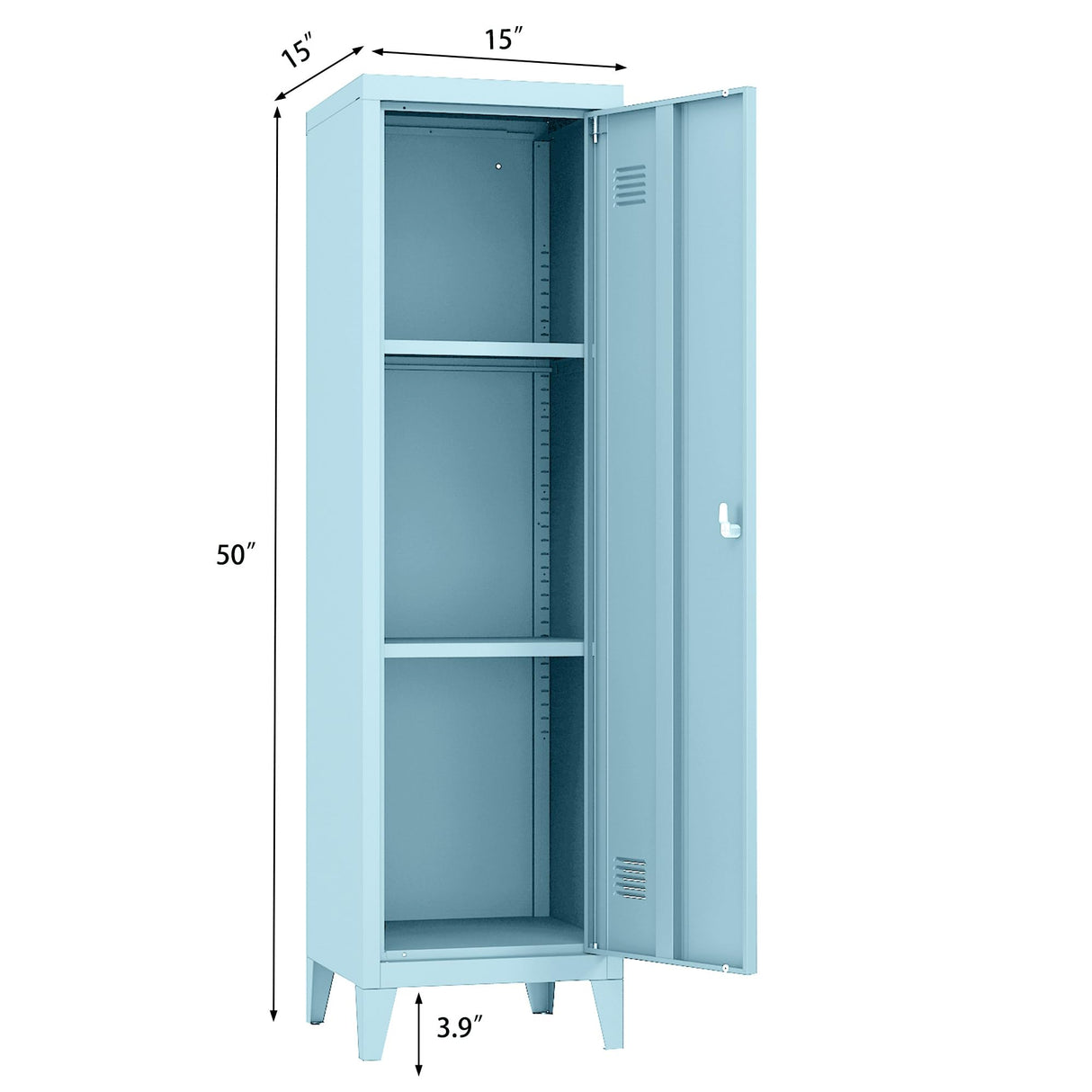 MIOCASA Metal Cabinet Home Office Storage Cabinets with Doors and Shelves Lockable 3 Door File Cabinet Organizer Coat Lockers for Kids (Blue) MIOCASA