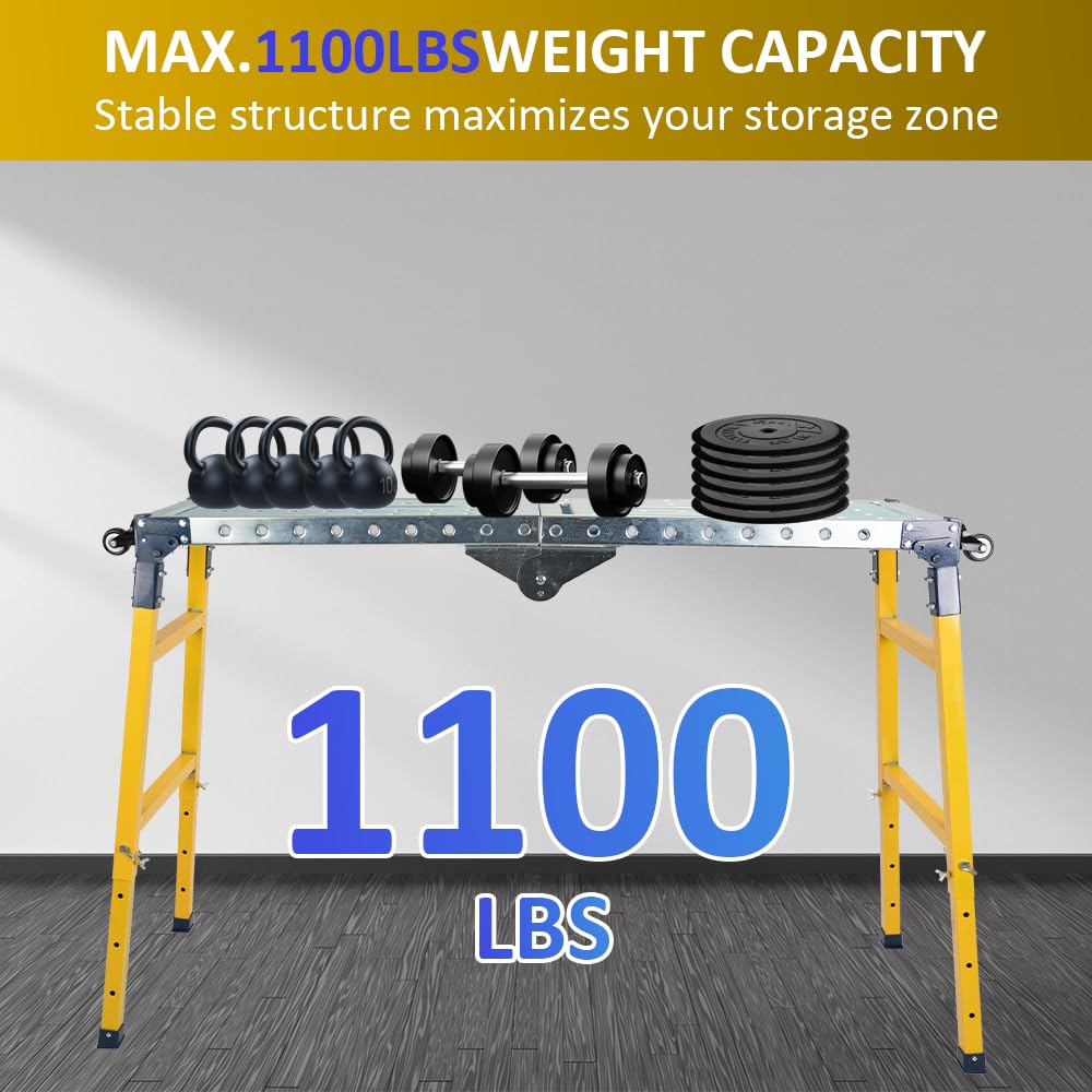 Yeeoy Portable Welding Table, 1100lbs Load Capacity Steel Welding Table with Wheels, Folding Workbench for Workshop Garage Office Yeeoy