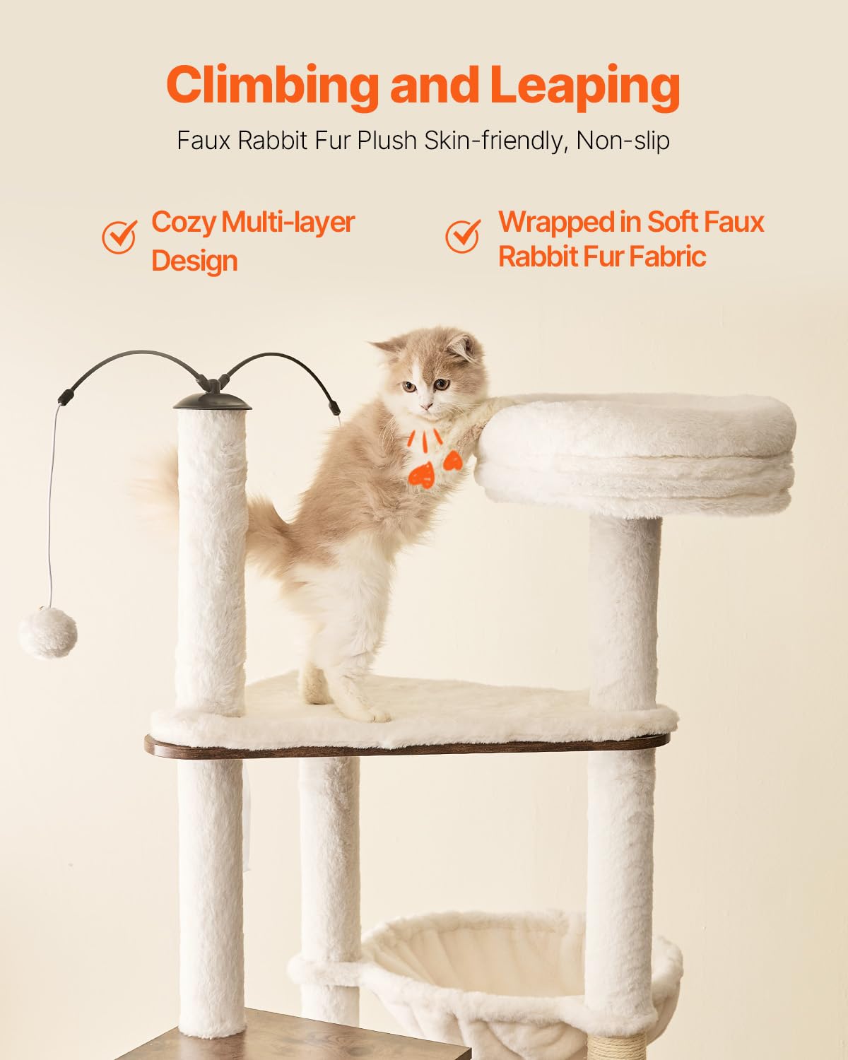 VEVOR Large Cat Tree with Litter Box Enclosure, 55.12 inches Tall, 2-in-1 Cat Tower, Multi-Level Cat Condo Furniture with Perches, Sisal Scratching Posts, Hammock, Big Kittens House for Indoor Cats VEVOR
