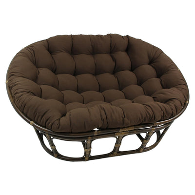 International Caravan Bali Rattan Double Papasan Chair with Twill Cushion Chocolate