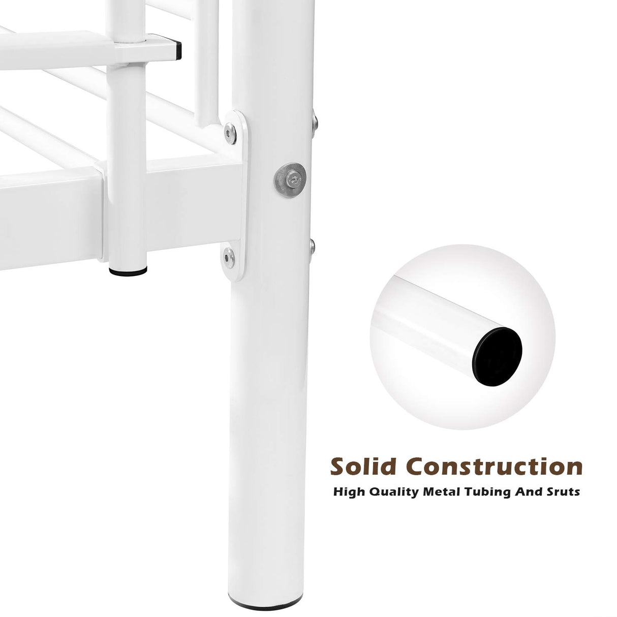 Bonnlo Bunk Bed Twin Over Twin, Metal Bunk Beds White for Girls/Boys/Adults, Anti-Slip Flat Step, No Box Spring Needed Bonnlo