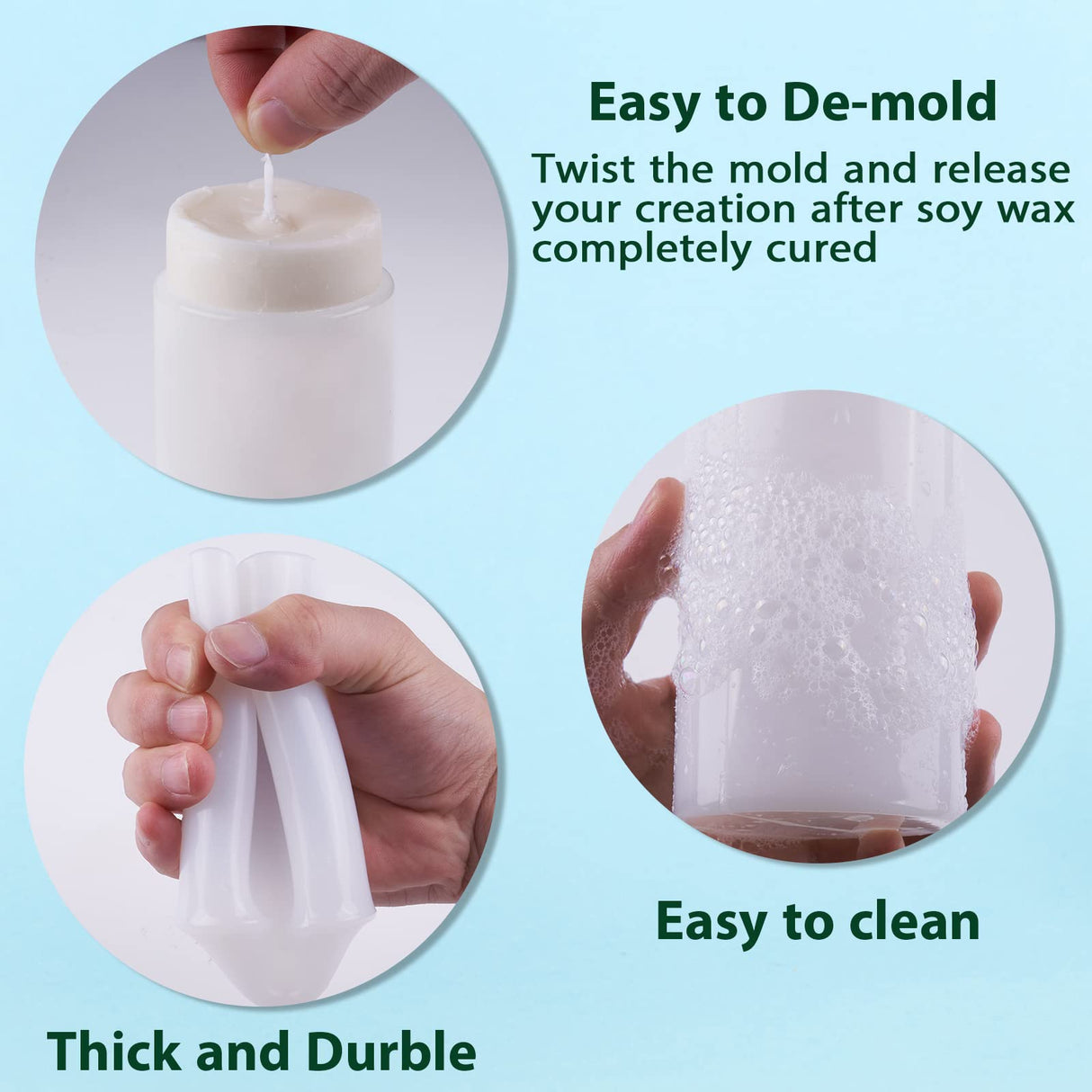 Silicone Molds for Candle Making, 4In and 3.5In and 2.5In and 2In Cylinder Mould Epoxy Resin Casting for Candlestick Make HFYHWT