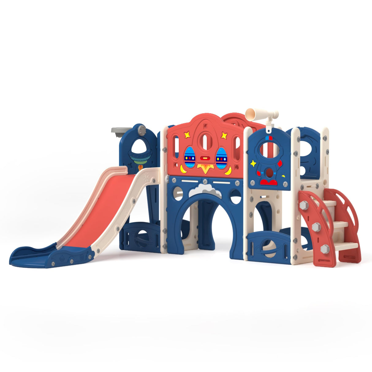 Nyeekoy 9-in-1 Castle Amusement Playground Playhouse, Indoor Outdoor Playset for Toddlers Age 1-3, Backyard Climber Play Set Slide for Kids Baby (Blue) Nyeekoy