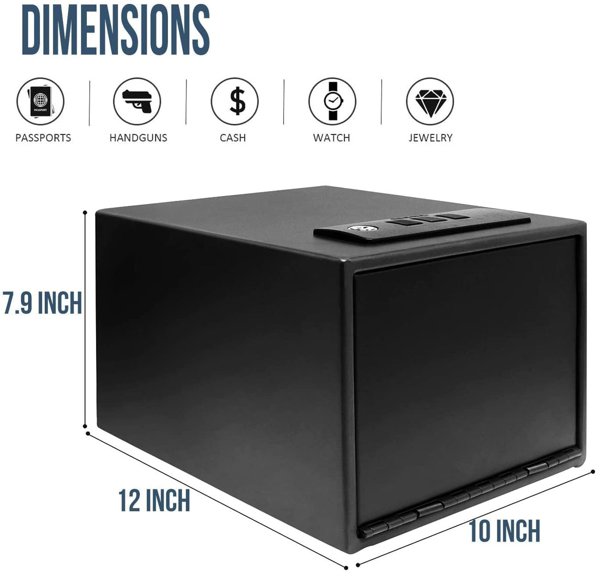 Gun Safe for Handgun with Quick Access Auto Open, Silent Mode, Full Foam Lining, Pistol Safe with Removable Shelf for Nightstand Home Bedside Car Office Use up to 4 Pistols Hosturn