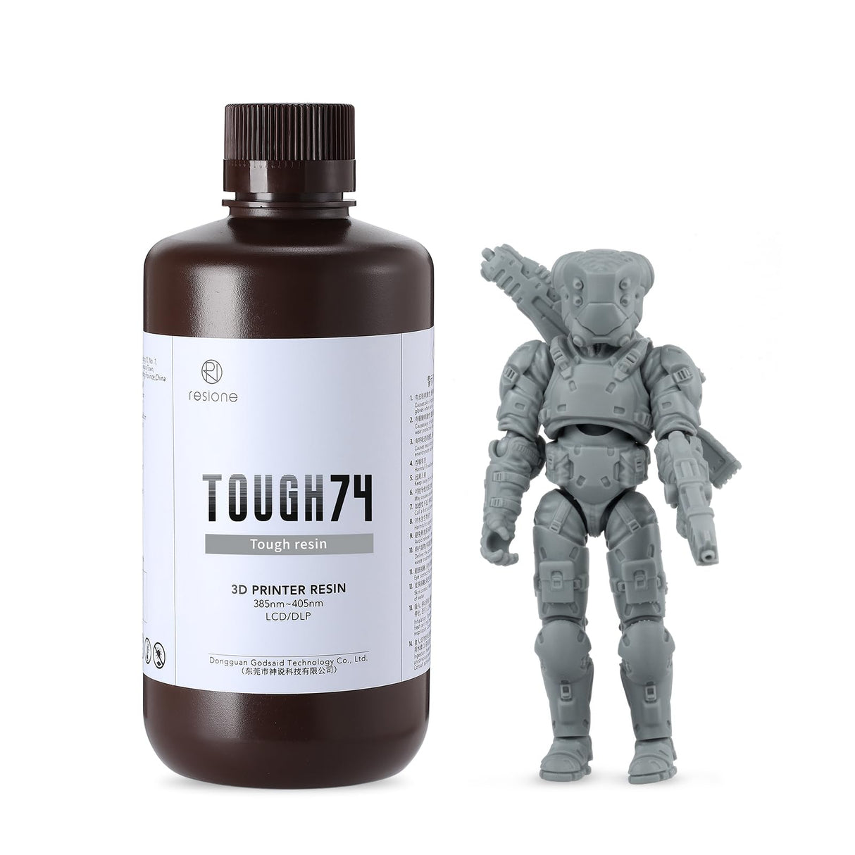 RESIONE 3D Printer Resin, Tough 74 Wear-Resistant Tough Resin with Anti-Fracture and Impact-Resistant, 3D Printing has Long-Lasting gripping for Durable Action Figures (Grey) RI RESIONE