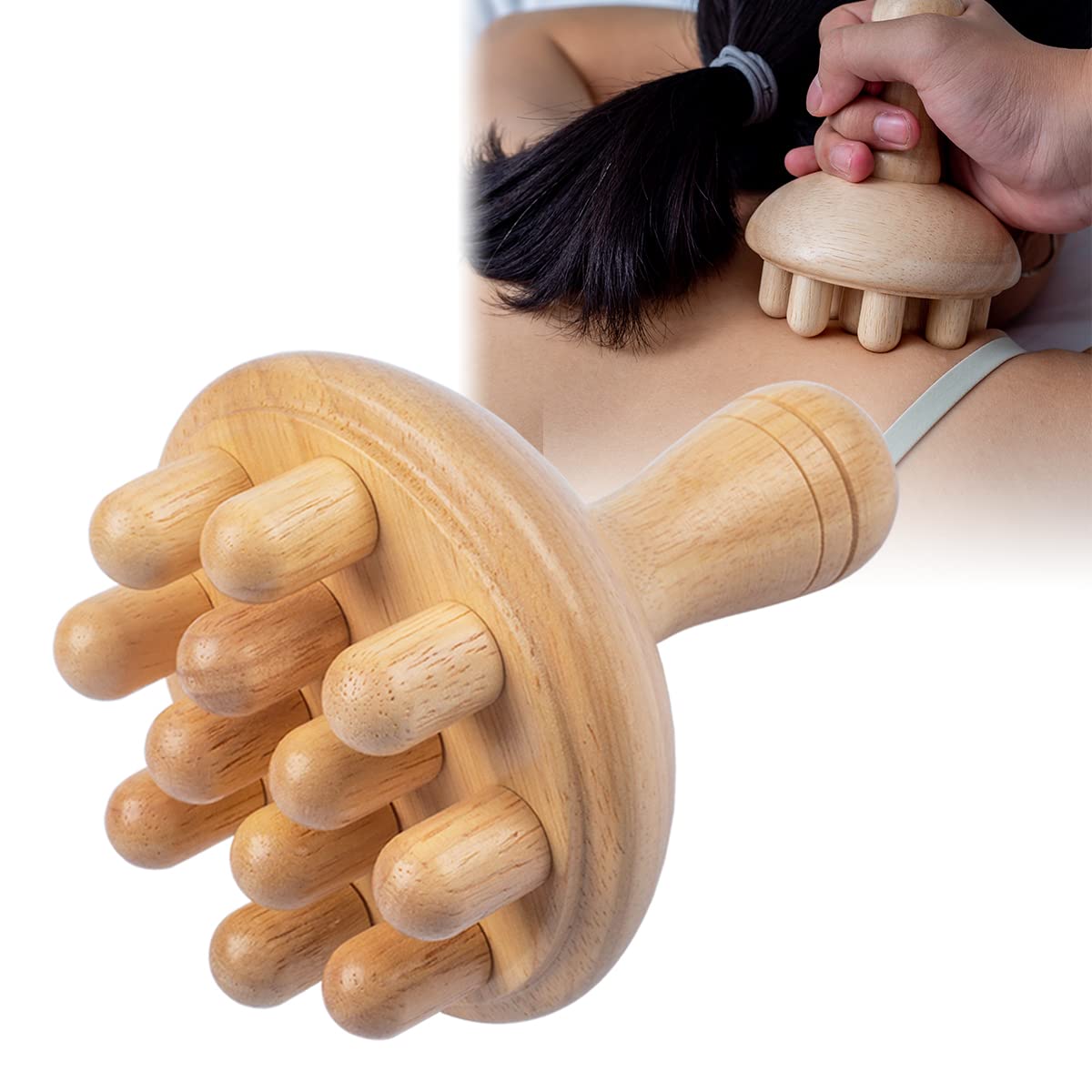 xukele Wood Therapy Mushroom Massage Tools, Wooden Mushroom Massager, Anti Cellulite Lymphatic Drainage Therapy Massage Cup Tools for Body Shaping xukele