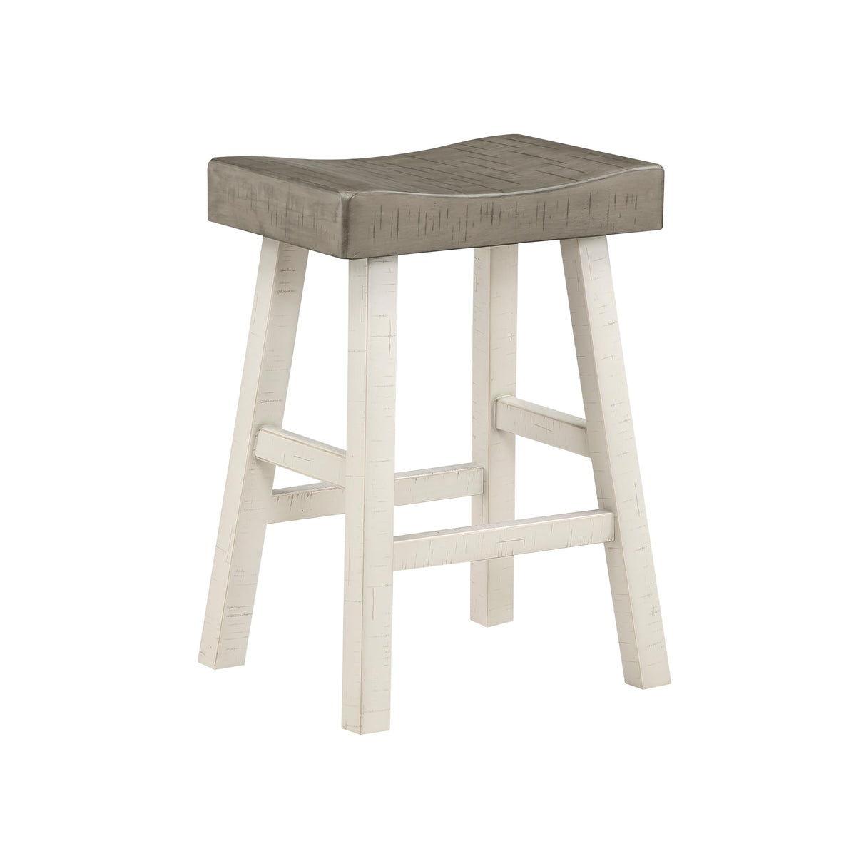 Lexicon Farmhouse Bar Table Set for 3 with Saddle Stools - Stylish White/Coffee Kitchen Dining Set Lexicon