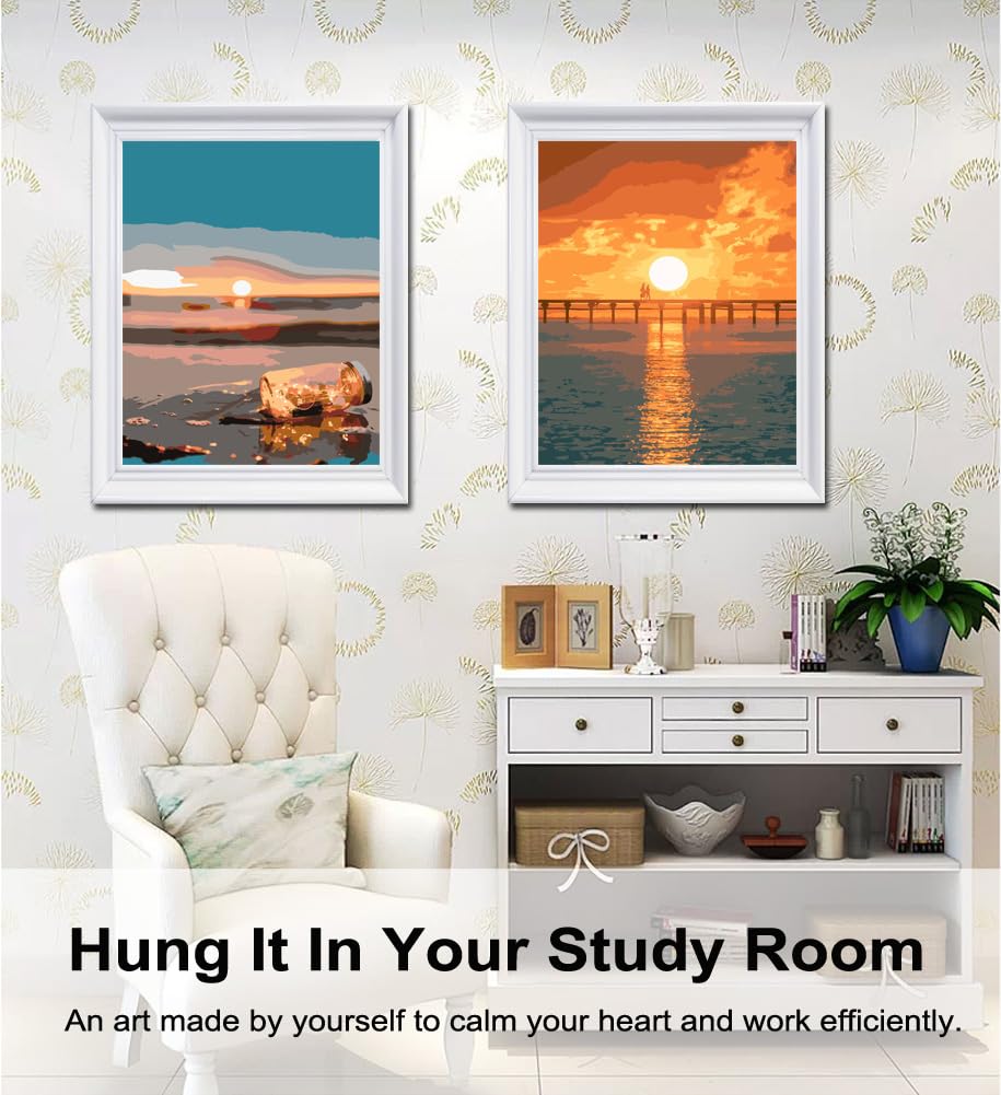 BAISITE Paint by Numbers Kit for Adults Beginners,12" Wx16 L 2 Pack Canvas for Painting Kits for Adults in Colorful Box-PBN201-202 BAISITE