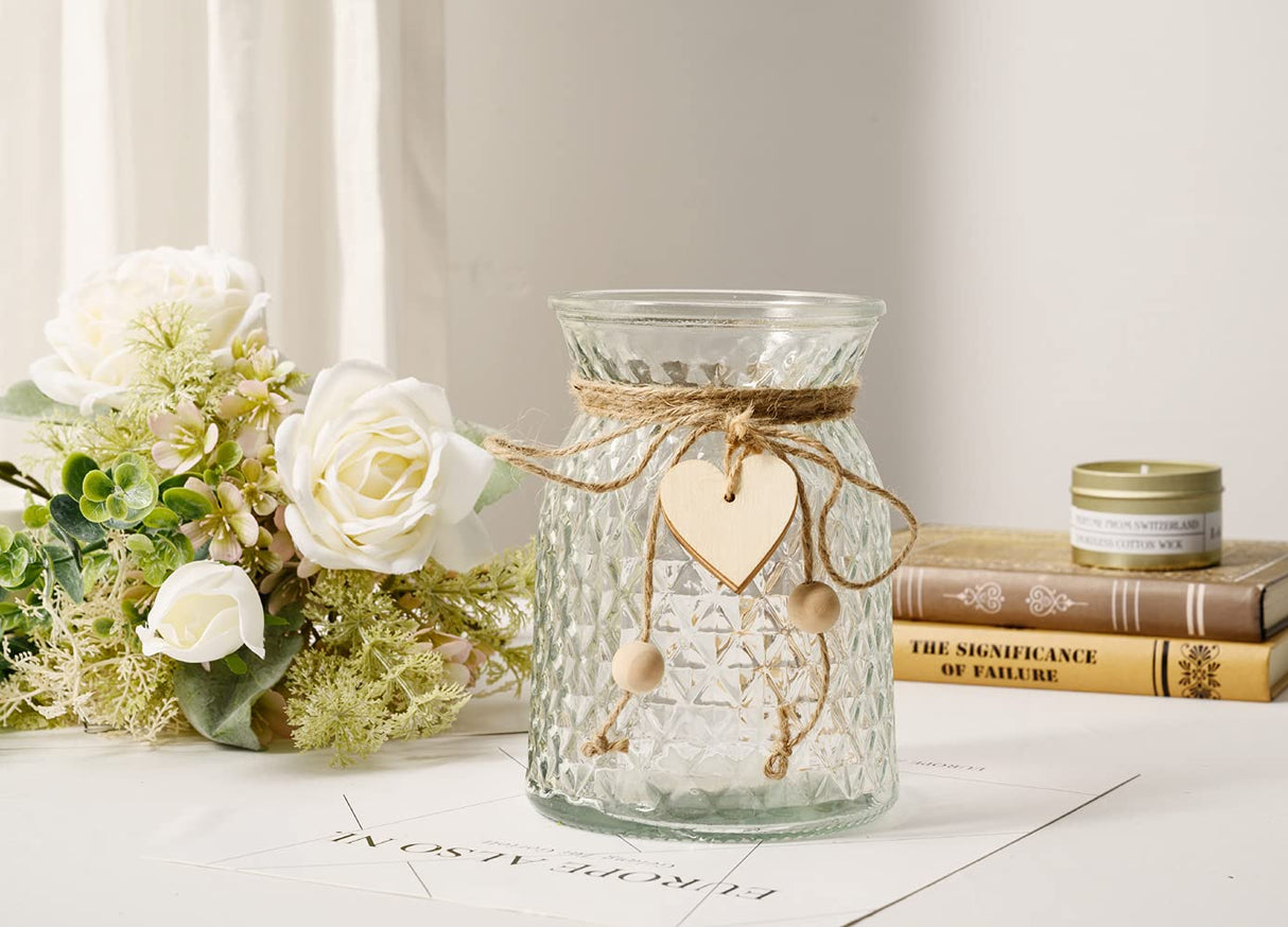 YJ Fake Flowers with Vase, Silk Roses Artificial Flowers in Vase, Faux Flower Arrangement with Vase Suitable for Home Office Decoration, Dining Table Centerpiece(White) YJ