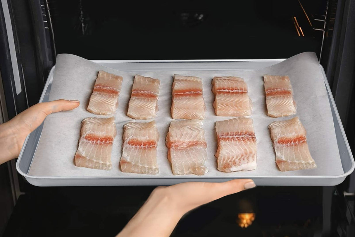 TeamFar Baking Sheet, 20’’×14’’×1’’, Cookie Sheet Half Sheet Baking Pans Stainless Steel, Non Toxic & Healthy, Heavy Duty & Thick Gauge, Mirror Finish & Dishwasher Safe - 2 Piece TeamFar