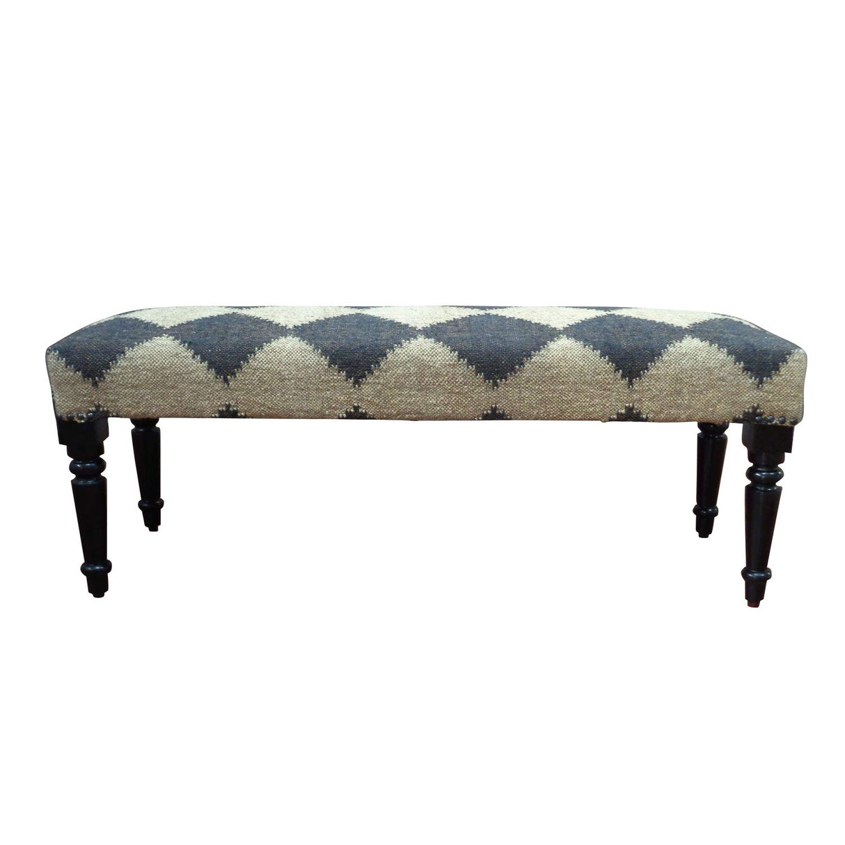 LR Home Alexei Tan/Black Upholstered Bench for Bedroom End of Bed | Farmhouse Checkered Accent Bench for Living Room, Bedroom, or Entryway Seating | Long Rectangle Sitting Bench | 47"W x 16"D x 18"H L.R. Resources Inc