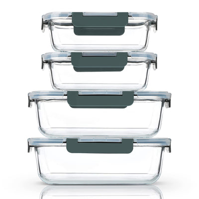 M MCIRCO [80 oz & 36 oz Extra Large Glass Food Storage/Baking Containers Set with Lids, 2 Pack 80 oz(10 cup)&2 Pack 36 oz (4.5 cup) Airtight Glass Container,Microwave,Oven,Freezer and Dishwasher