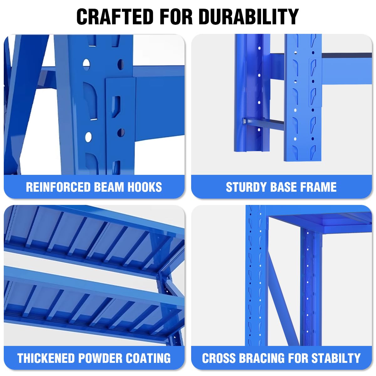 Storage Shelves Heavy Duty, Metal Garage Shelving Units, 4 Tier Storage Rack Shelf, Steel Industrial Shelving, Adjustable Standing Shelf for Basement/Warehouse (Blue, W47.24*D19.69*H78.74) Generic