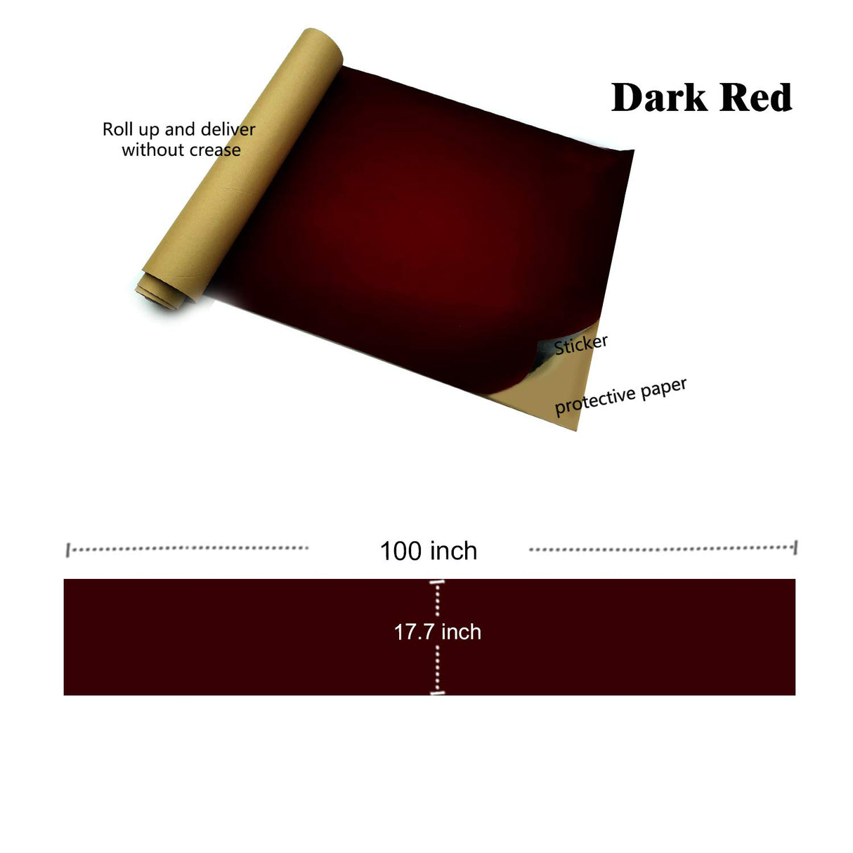 17.7 by 100 Inches Self Adhesive Velvet Roll,Adhesive Velvet Fabric for Jewelry Display cabinets (Burgundy Dark Red) HSDK