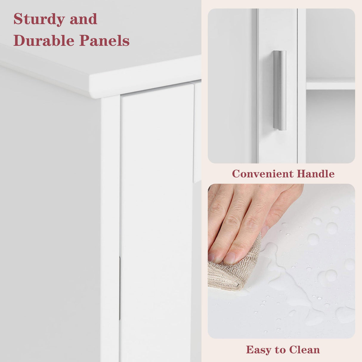 VECELO Bathroom Wall Cabinet with Mirror, Wall Mounted Medicine Cabinets with Door and 3 Open Shelves, Adjustable Shelf, 16.8 x 22.5 x 7.2 Inches, White VECELO