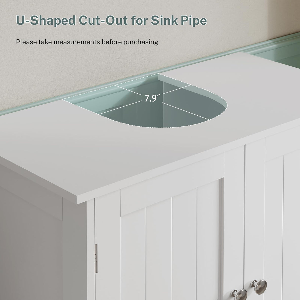 TEENFON Pedestal Sink Storage Cabinet, Under Sink Cabinet with 2 Doors & Shelf, Under Bathroom Sink Cabinet, Pedestal Sink Storage for Bathroom, White TEENFON