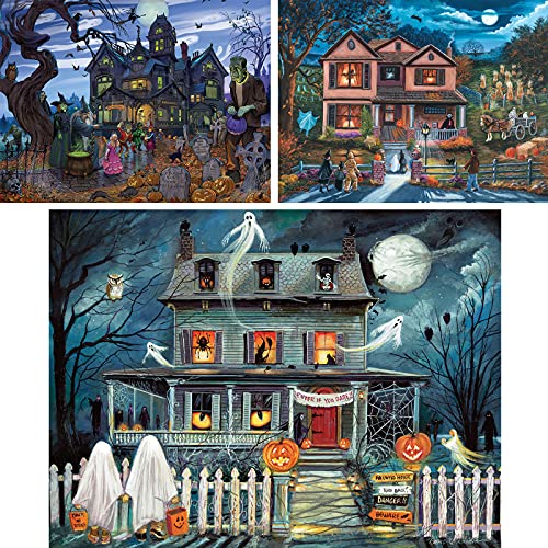Bits and Pieces - Value Set of Three (3) – 1000 Piece Jigsaw Puzzles for Adults - Halloween Collection 1000 pc Jigsaws by Multiple Artists – 20" x 27" Bits and Pieces