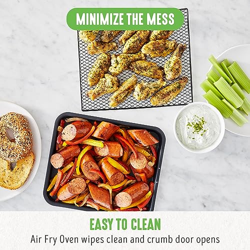 GreenLife Countertop Toaster Oven Air Fryer Stainless Steel, Healthy Ceramic Nonstick, PFAS and PFOA-Free, Tray & Basket, Bake, Broil, Reheat, Adjustable Temp & Time Control, Auto Shutoff, Turquoise GreenLife