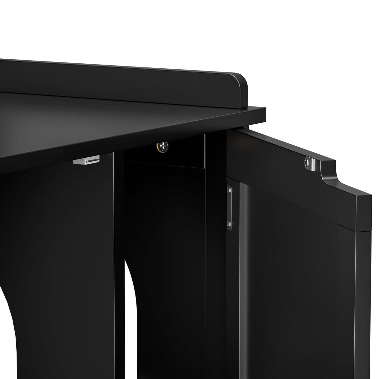 Cat Litter Box Enclosure, Litter Box Furniture Hidden, Wooden Cat Washroom, Cat Litter Box Cabinet, Indoor Cat House w/Removable Divider, as Table Nightstand Storage Bench (Black) Pet Republic