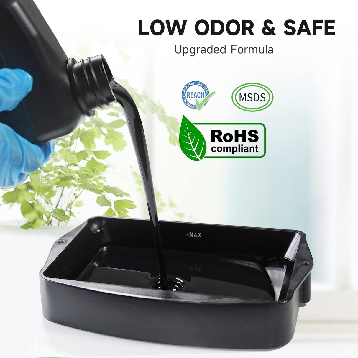 GratKit Upgraded ABS-Like 3D Printer Resin, High Toughness 405nm UV Curing Resin, Scratch Resistant and Compatible with SLA, LCD and DLP Printers for Industrial Parts Printing - 1000g, Black GratKit