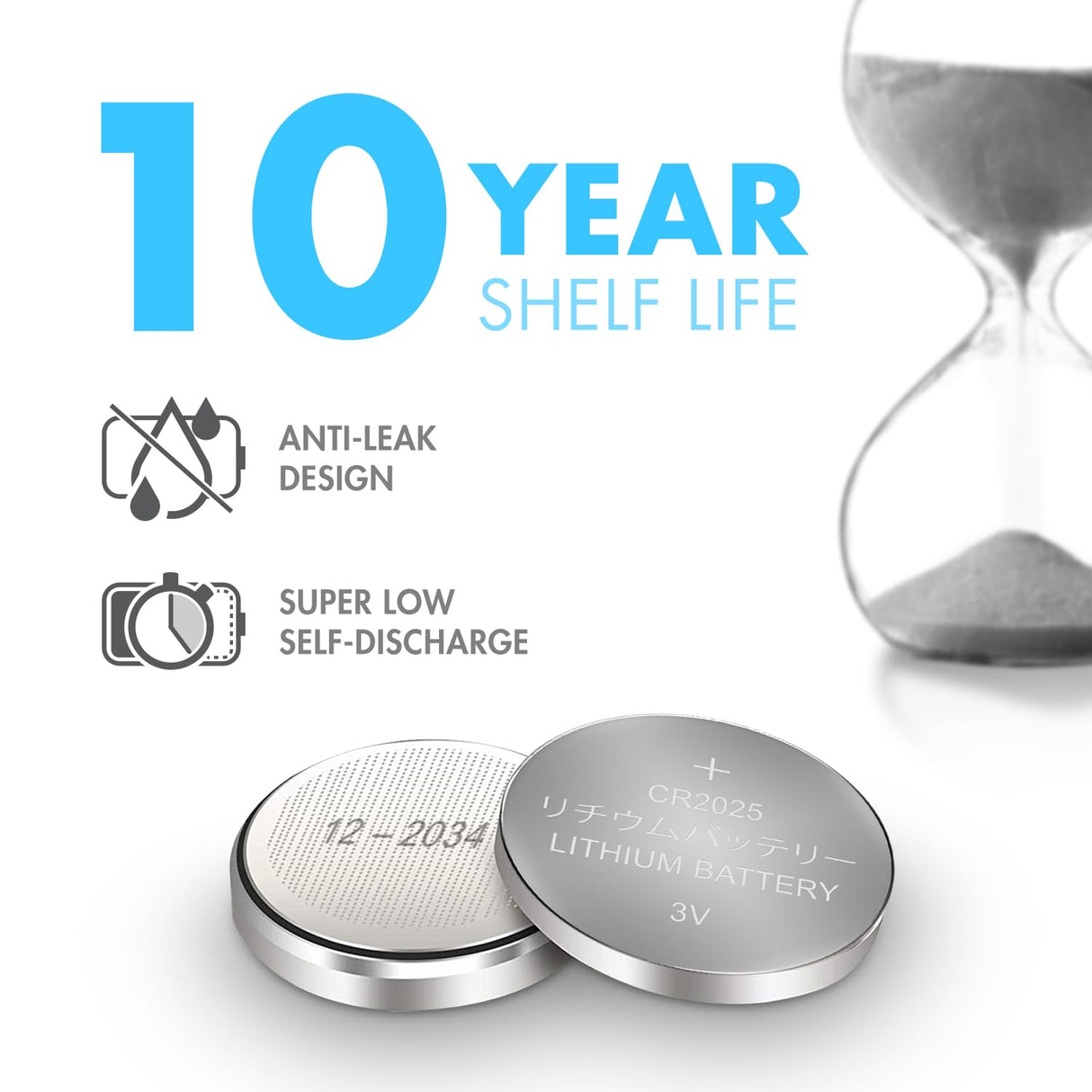 Tenergy CR2025 3V Lithium Button Coin Cell Batteries, Ideal for Key Fob Battery cr2025, Watches, Calculators, Thermometers, Glucometers, and More, 10 Pack Tenergy