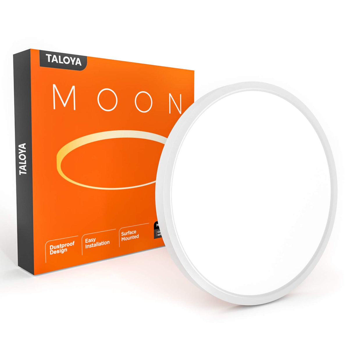 TALOYA Flush Mount 12 Inch Ceiling Light (Milk White Shell), 20W Surface Mount LED Light Fixture for Bedroom Kitchen,3 Color Temperatures in One(3000k/4000k/6500k),0.94 Inch Thickness Round TALOYA