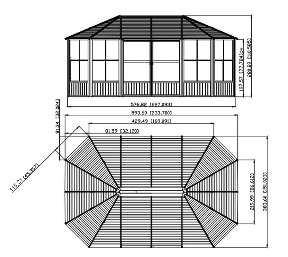 Sojag 12' x 18' Outdoor Charleston Aluminum Solarium Sunroom with Mosquito Net, Dark Gray Sojag
